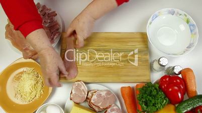Food Preparation - Rolls of Chicken Breast