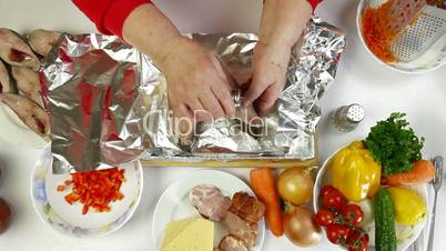 Cooking Baked Fish - Add Salt And Pepper