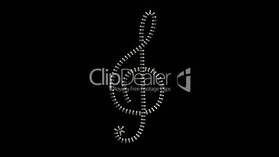 Treble Clef Musical Symbol jewelry ornament design isolated on black background