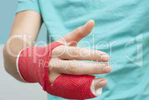 Shaking Bandaged Hand