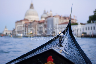 Inside view of gondola at twilight