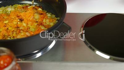 Mixing Vegetables In Frying Pan