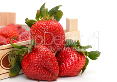 Heap red strawberries in the box