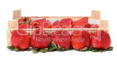 Heap red strawberries in the box