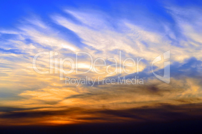 Red clouds in a blue sky