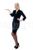 Full pose of charming young businesswoman