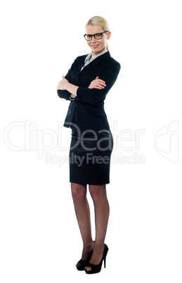 Full length view welldessed corporate woman