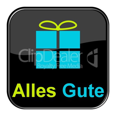 Glossy Button schwarz - Alles Gute