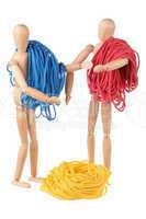 Two dummy and colored cords