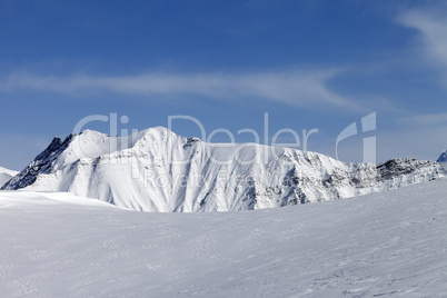 Snowy mountains. Caucasus Mountains, Georgia, region Gudauri.