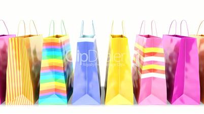 shopping bags on white background. Loopable