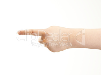 Childs hand with index finger pointing