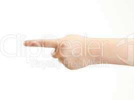 Childs hand with index finger pointing