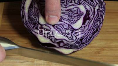 Cutting the blue cabbage