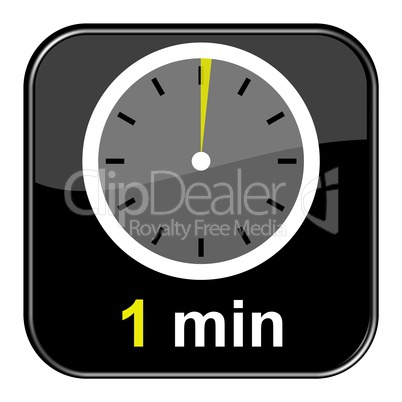 Glossy Button schwarz Uhr - 1 Minute