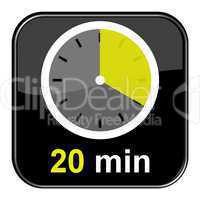 Glossy Button schwarz - Uhr 20 Minuten