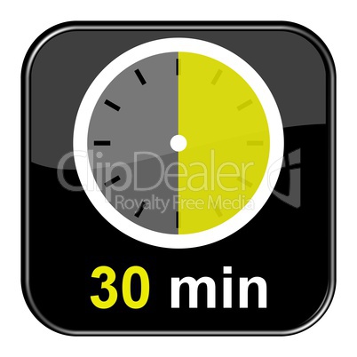 Glossy Button schwarz - Uhr 30 Minuten