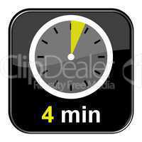 Glossy Button schwarz - Uhr 4 Minuten