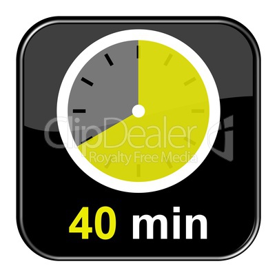Glossy Button schwarz - Uhr: 40 Minuten