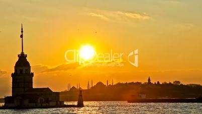 HDR Maiden Tower at the Sunset Time Lapse