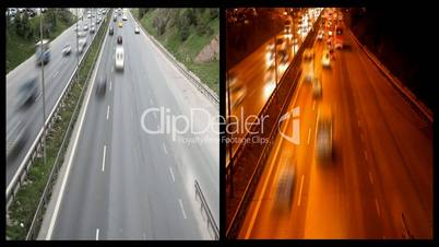 night and day freeway traffic
