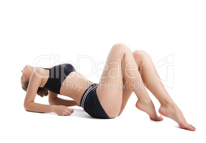 Young woman exercise sport complex isolated
