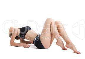 Young woman exercise sport complex isolated