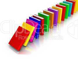 Row of Colourful Books falling like domino