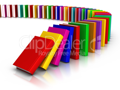 Row of Colourful Books Domino Effect