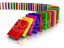 Row of Colourful Books Domino Effect