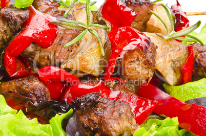 Meat spit with fried potatoes Meat spit with fried potatoes