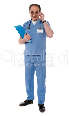 Mature medical professional, full length