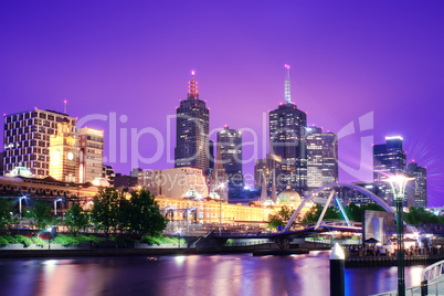 Night Urban City Skyline. Melbourne. Australia