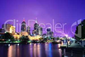 Night Urban City Skyline. Melbourne. Australia