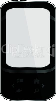 black smart phone with grey display