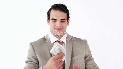 Geschäftsmann mit Geldscheinen