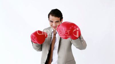 Mann mit Boxhandschuhen