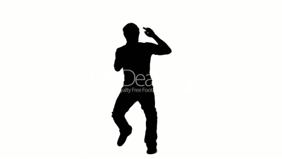 Silhouette eines singenden und tanzenden Mannes
