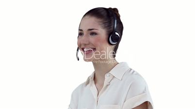 Junge Frau mit Headset