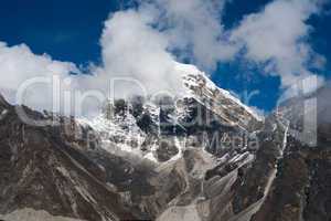 Clouds and mountain peaks in Himalayas