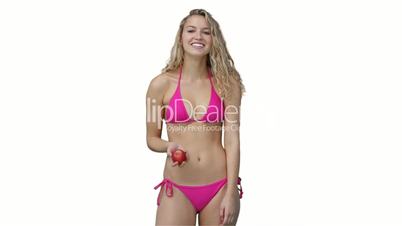 Frau in  rosa Bikini