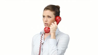 Frau am Telefon
