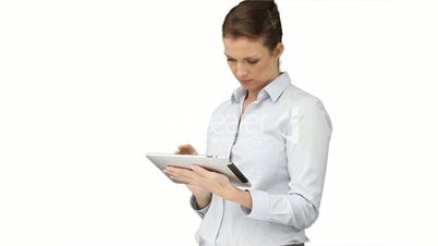 Frau mit iPad