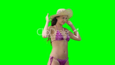 Frau im Bikini mit Hut