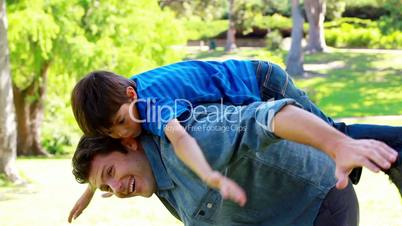 Vater und Sohn im Park