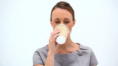 Frau mit Kaffe
