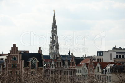 Brussels City Hall tower over buildings