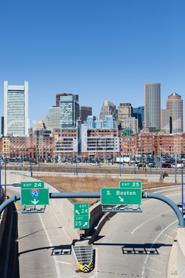 City of Boston with empty interstate junction