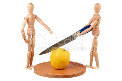 Two dummy divide one apple