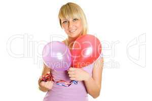 Beautiful young woman with balloons